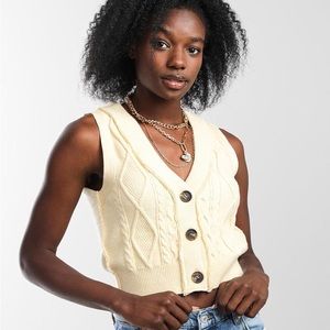 Free People cropped sweater vest in cream size L